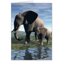 Elephant and Baby Greeting Card