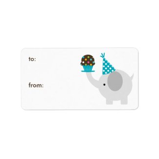Elephant and Cupcake Gift Tags Address Label