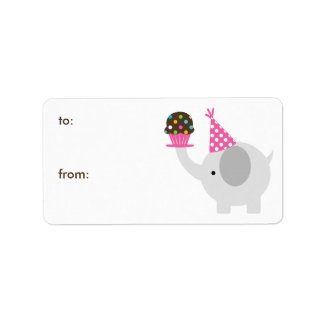 Elephant and Cupcake Gift Tags Personalized Address Label