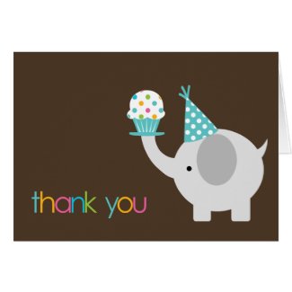 Elephant and Cupcake Thank You Cards