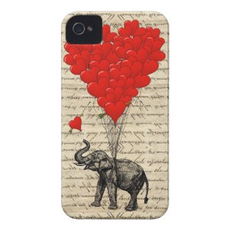Elephant and heart shaped balloons iPhone 4 Case-Mate case