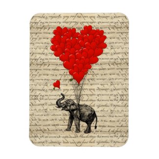 Elephant and heart shaped balloons magnet