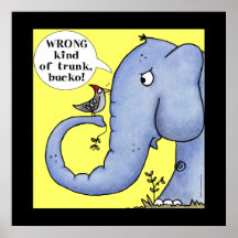 Elephant and Woodpecker Misunderstanding Posters