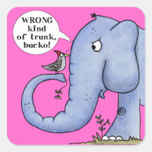 Elephant and Woodpecker Misunderstanding Sticker
