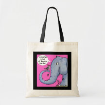 Elephant and Woodpecker Misunderstanding Tote Bags