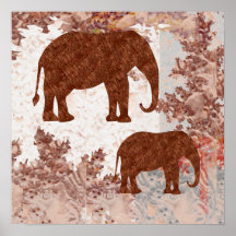 Elephant - Artwork on Copper Sheet Cutout Print
