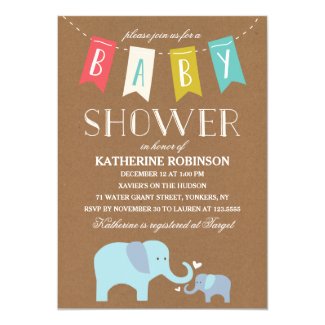 Elephant Baby | Baby Shower 5x7 Paper Invitation Card