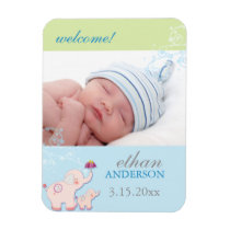 Elephant Baby Boy Photo Birth Announcement Magnets premium magnets