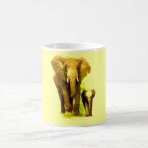 Elephant & Baby Elephant Coffee Mugs