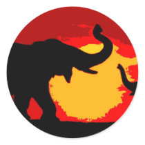 Elephant, Baby Elephant & Sunset Sticker