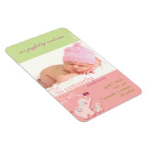 Elephant Baby Girl Photo Birth Announcement Magnet premium magnets