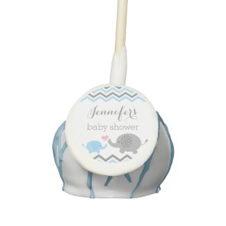 Elephant Baby Shower Cake Pops | Blue Gray Chevron
