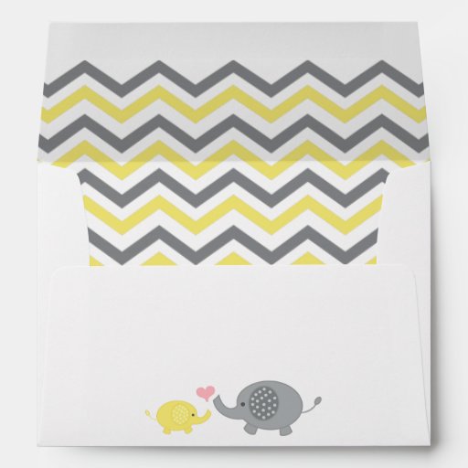 Elephant Baby Shower Envelope Yellow Gray Chevron Zazzle