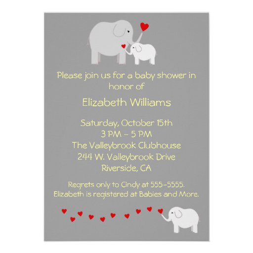 Elephant Baby Shower Gender Neutral Invitation