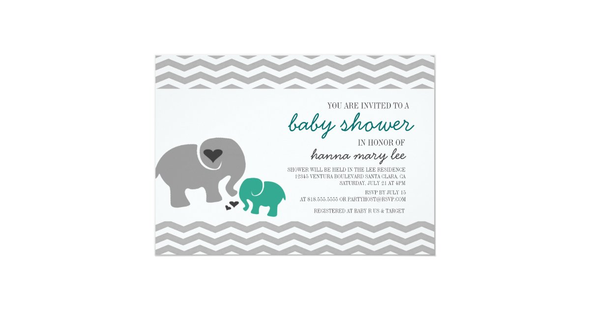 Elephant Baby Shower Invitation Zazzle