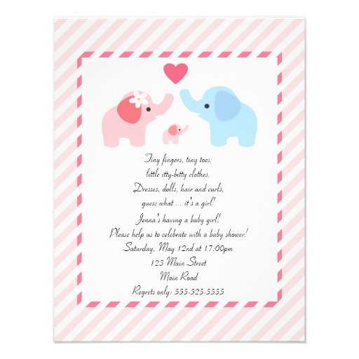 Elephant Baby Shower Invitation for Girls
