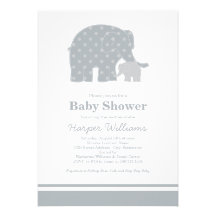 Elephant Baby Shower Invitations | Silver & Gray
