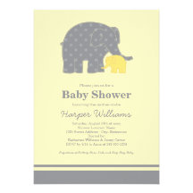 Elephant Baby Shower Invitations | Yellow & Gray