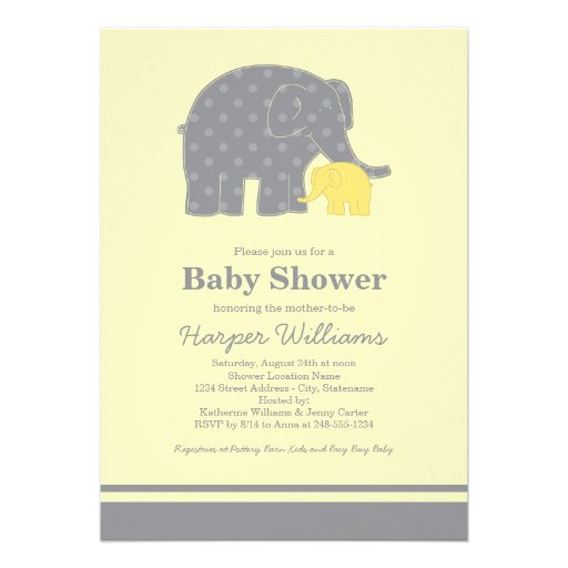 baby shower invitation features a mother elephant and her newborn baby ...