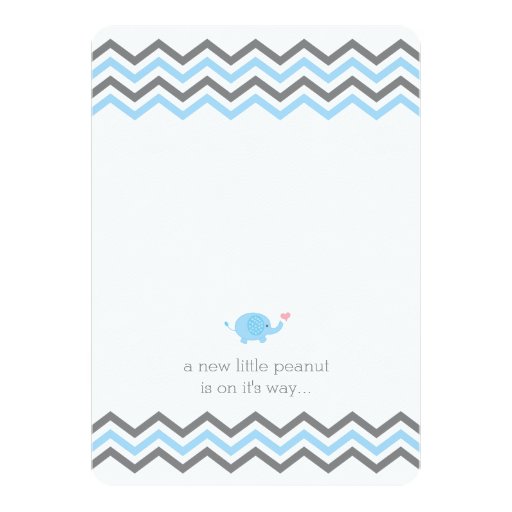 Elephant Baby Shower Invite | Blue Gray Chevron