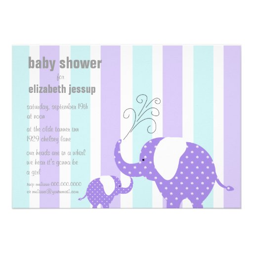 Elephant Baby Shower - Purple Invites