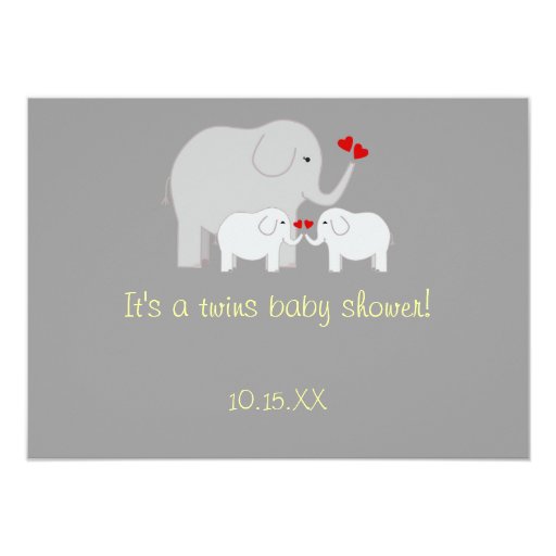 Elephant Baby Shower Twins Gender Neutral Invitations