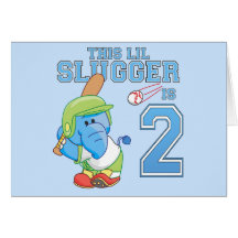 Elephant Baseball 2nd Birthday Card