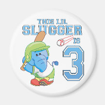 Elephant Baseball 3rd Birthday Refrigerator Magnets