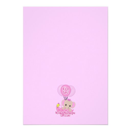 Elephant Birdie Umbrella Baby Shower Invitation