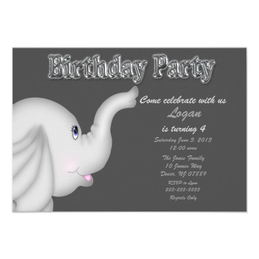 Elephant Birthday Party Invitation