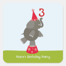 Elephant Birthday Party Stickers