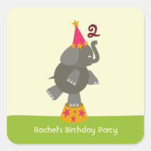 Elephant Birthday Party Stickers
