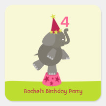 Elephant Birthday Party Stickers