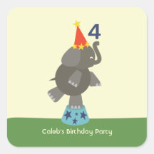 Elephant Birthday Party Stickers