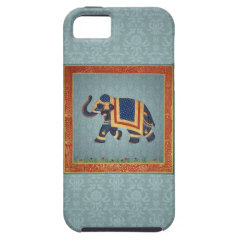 Elephant - blue red gold print Case-Mate iPhone iPhone 5 Case