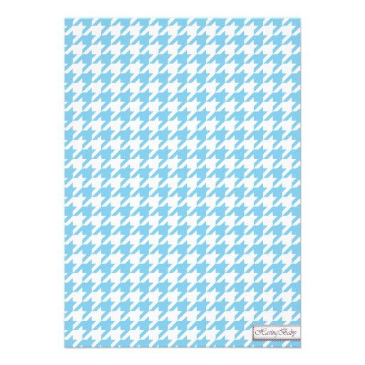 Elephant Blue & White Houndstooth Baby Shower Invitations
