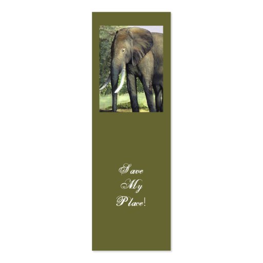 Elephant bookmark Save My Place! Business Card Templates (front side)