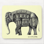 Elephant Building pen ink black and white drawing Mouse Pad