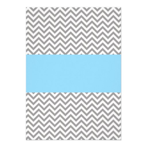 Elephant Chevron Light Blue Gray Baby Shower Invitation