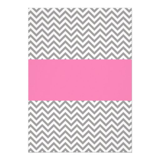 Elephant Chevron Pink Gray Girl Baby Shower Invitations