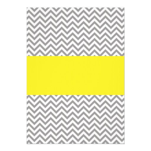 Elephant Chevron Yellow Gray Baby Shower Custom Invitation