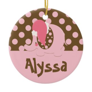 Elephant Christmas Ornament Pink/Brown ornament