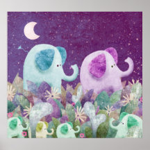 Elephant daisy chain - poster print