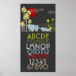 Elephant Family Forest Alphabet Numbers Wall Art Posters