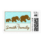Elephant Family in Chocolate Postage Stamp