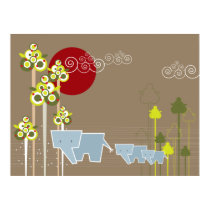 Elephant Family in the Forest Poster posters by fat_fa_tin Elephant Family in the Forest Poster posters