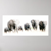 Elephant Family Walk Print