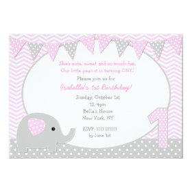Elephant First Birthday Party Invitations 5