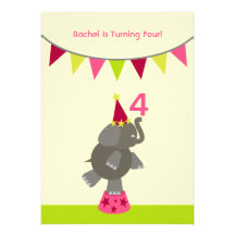 Elephant & Flags Birthday Party Invite