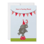 Elephant &amp; Flags Birthday Party Invite - Red